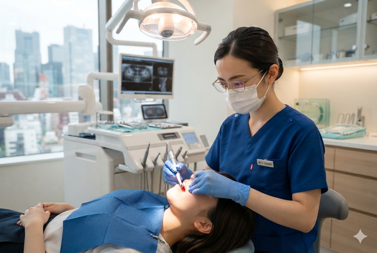 Dra. Olivia - Cirurgiã-Dentista em atendimento clínico no consultório